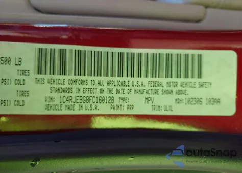 2015 Jeep Grand Cherokee Limited z USA, uszkodzony, nr VIN 1C4RJEBG8FC160128